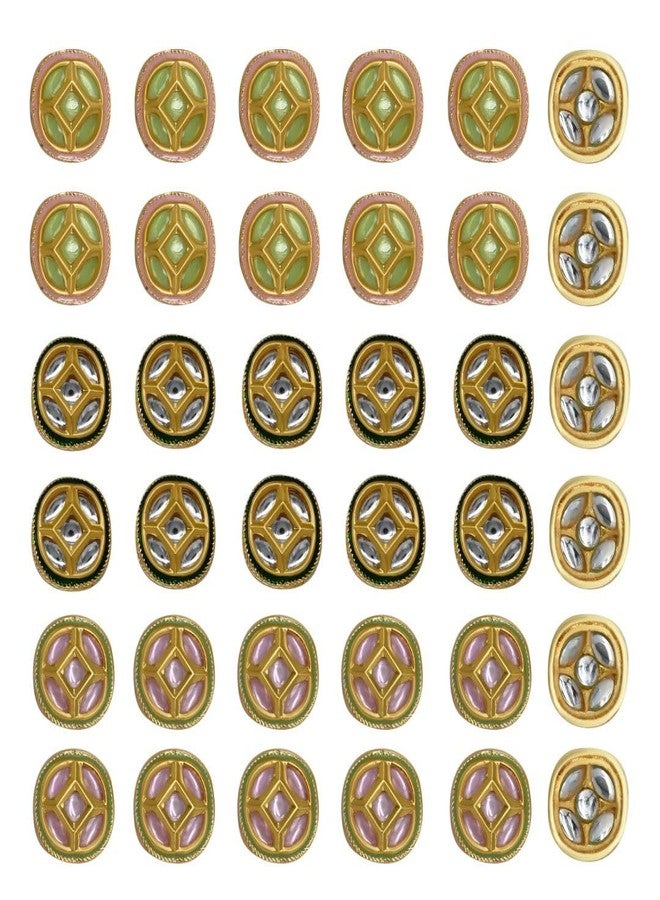 Satra Traders Meenakari Kundan Beads Handcrafted Enamel Beads for Jewelry Making | Size : 15mm | Qty : 12pcs | C-271 | Mint Green - Image 3